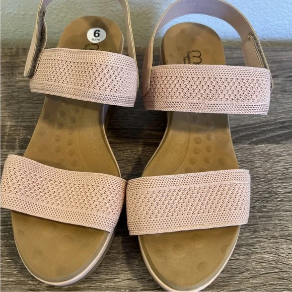 MALU SUPER COMFORT MADE IN BRAZIL WOMENS Pink STRETCHY WEDGE SANDALS SHOES SZ 9 - Picture 2 of 6